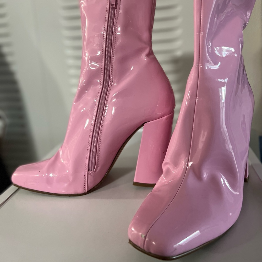 COPY - steve madden lynden baby pink faux leather boots